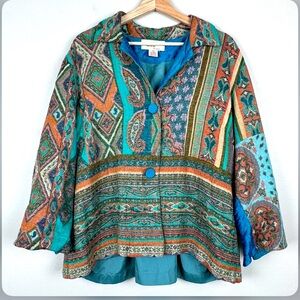 ANII Silk blend Japanese Vintage Colorful Paisley Patterned Women's Jacket SZ M